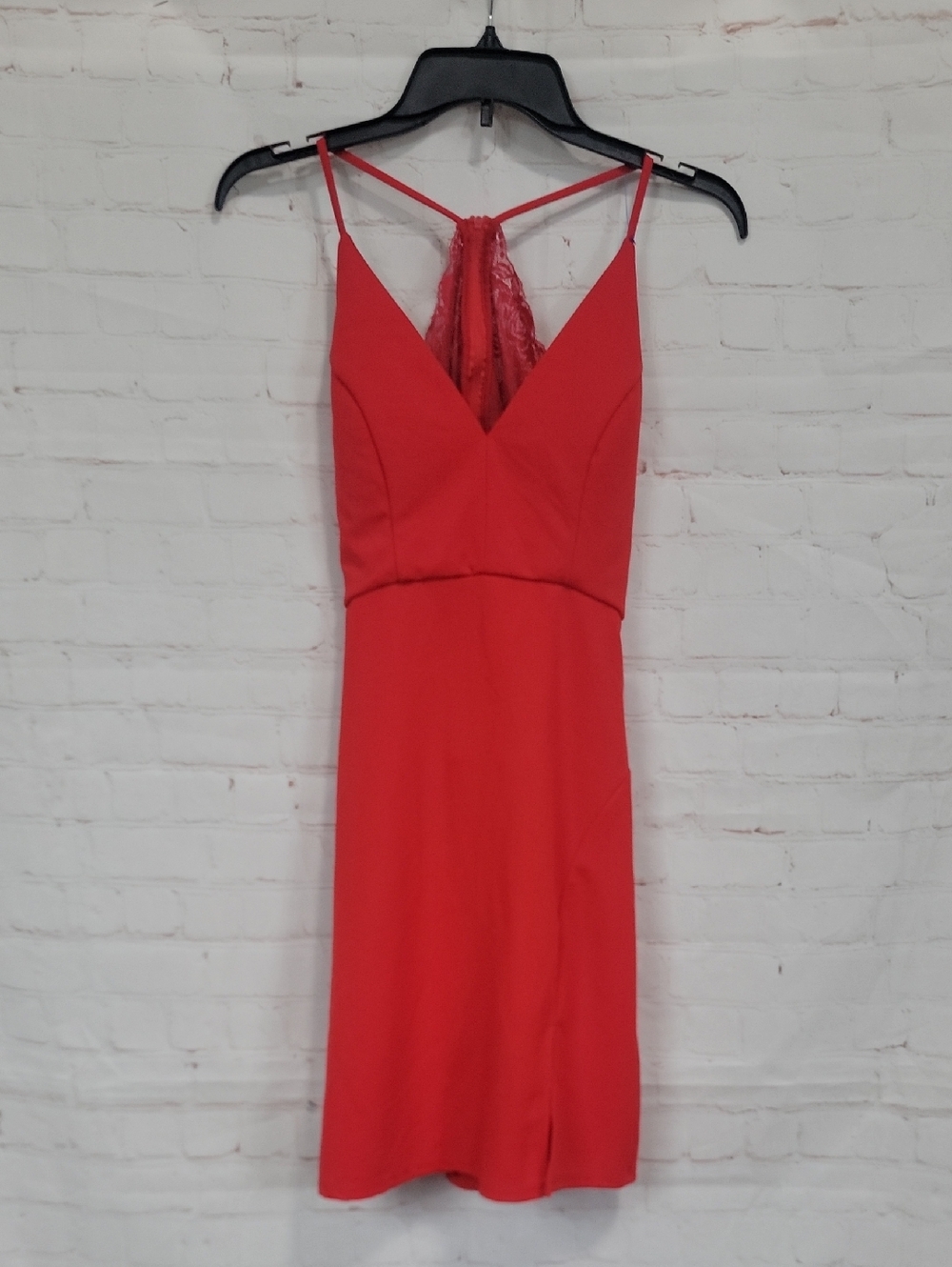 My Michelle Red Spaghetti Strap Mini Dress with Lace Back